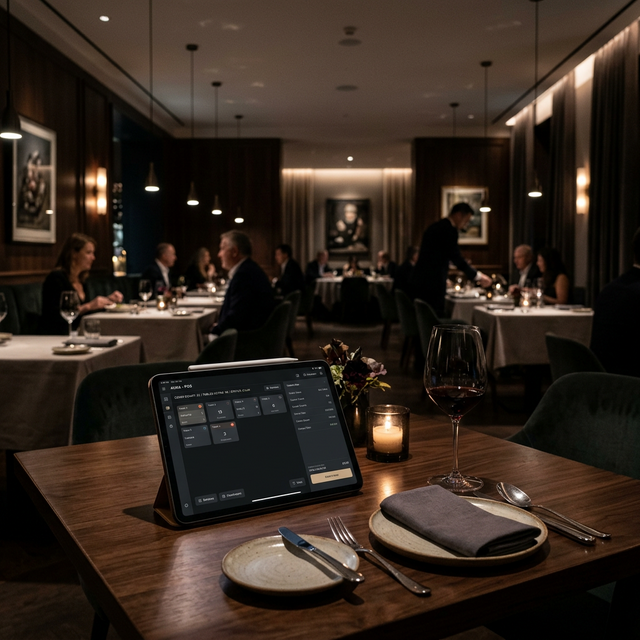 TPV Revo XEF preparado para el servicio en un restaurante